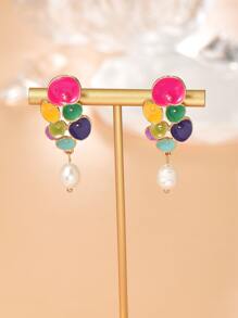 珍珠耳墜 - 彩色 - 查看 2