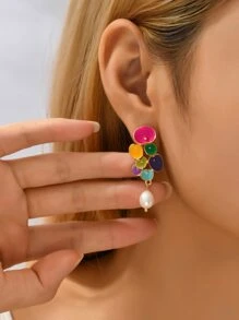 珍珠耳墜 - 彩色 - 查看 4