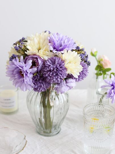 1 束人造手捧花束，塑料人造花束，适用于婚礼、家居装饰、情人节、礼物