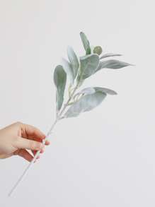 1支仿真羊耳草茎，植绒人造植物，仿真叶子，假兔耳叶，适用于家居婚礼DIY工艺花艺布置、仿真植物、秋季装饰、房间装饰、书桌装饰、花园装饰、房间装饰用品、情人节礼物、生日礼物、毕业礼物