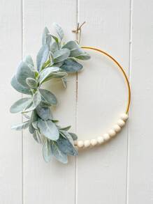 1支仿真羊耳草茎，植绒人造植物，仿真叶子，假兔耳叶，适用于家居婚礼DIY工艺花艺布置、仿真植物、秋季装饰、房间装饰、书桌装饰、花园装饰、房间装饰用品、情人节礼物、生日礼物、毕业礼物