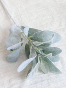 1支仿真羊耳草茎，植绒人造植物，仿真叶子，假兔耳叶，适用于家居婚礼DIY工艺花艺布置、仿真植物、秋季装饰、房间装饰、书桌装饰、花园装饰、房间装饰用品、情人节礼物、生日礼物、毕业礼物