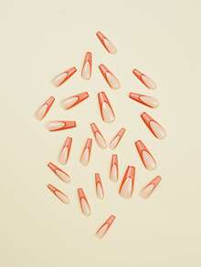 24pcs Long Coffin Fake Nail & 1pc Nail File & 1sheet Tape - Multicolor - View 4