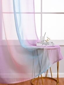 1pc Ombre Sheer Curtain - Semi-Transparent Lightweight Ombre Voile Curtain Panel With Tie Top Design, Filtering Sheer Fabric, Suitable For Bedroom, Living Room, Dining Room And Other Rooms Decor - Multicolor - View 4