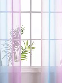 1pc Ombre Sheer Curtain - Semi-Transparent Lightweight Ombre Voile Curtain Panel With Tie Top Design, Filtering Sheer Fabric, Suitable For Bedroom, Living Room, Dining Room And Other Rooms Decor - Multicolor - View 2