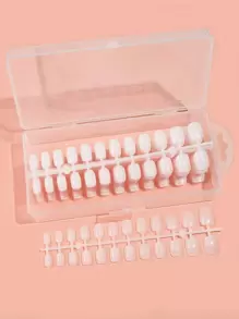 480 piezas Uñas postizas ovaladas corto - Blanco - Ver 1