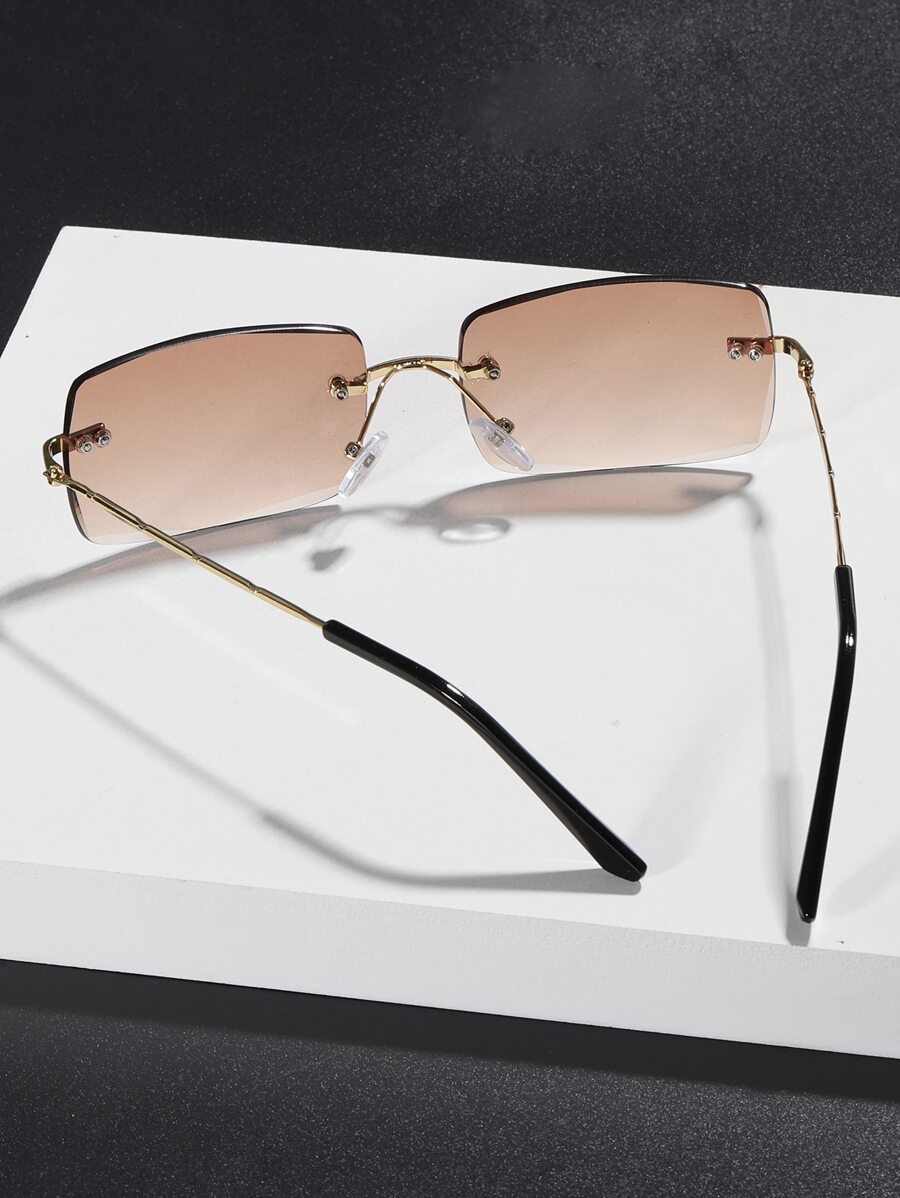 Men Rimless Tinted Lens Fashion Glasses Vintage Shades Accessories