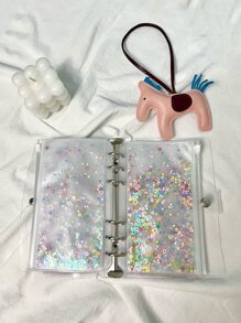 1入組透明活頁書貝殼和10入組亮片裝飾文件袋 - 無色 - 查看 2