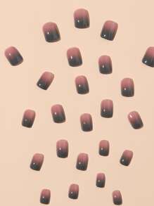 24pcs Short Square Fake Nail & 1pc Nail File & 1sheet Tape - Multicolor - View 6