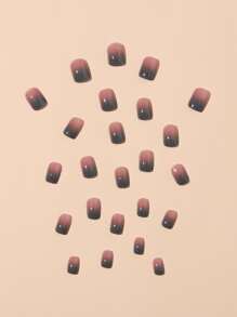 24pcs Short Square Fake Nail & 1pc Nail File & 1sheet Tape - Multicolor - View 5