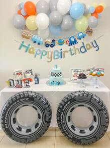 2pcs Birthday Party Car Pattern Pull Flag - Multicolor - View 1