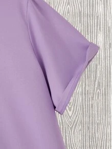 Manfinity Homme 男士字母圖案小高領T恤 - 紫丁香色 - 查看 4