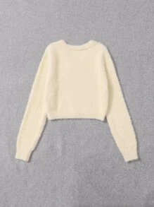 SHEIN Teen Girls Button Front Cardigan - Beige - View 2