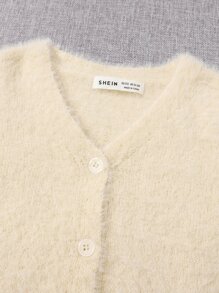 SHEIN Teen Girls Button Front Cardigan - Beige - View 4