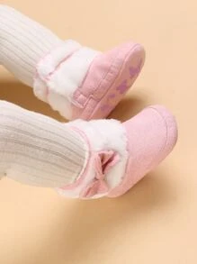 Baby Bow Decor Fuzzy Boots - Pink - View 3