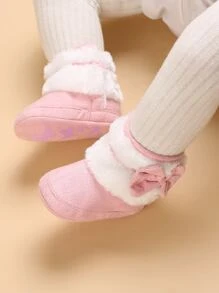 Baby Bow Decor Fuzzy Boots - Pink - View 4