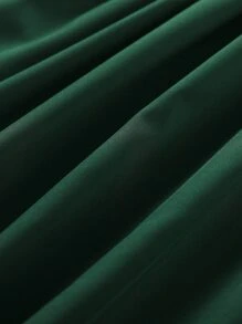 SHEIN Niñas Vestido ribete con fruncido de manga con volante - Verde Oscuro - Ver 3