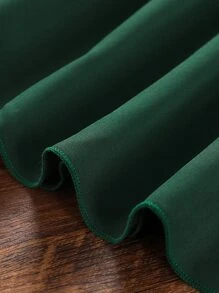 SHEIN Niñas Vestido ribete con fruncido de manga con volante - Verde Oscuro - Ver 7