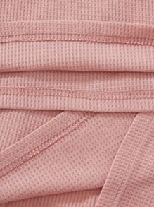 SHEIN Unity Solid Button Front Tee & Tank Top & Shorts Fall Cloth For Women - Pink - View 6