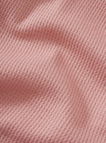 SHEIN Unity Solid Button Front Tee & Tank Top & Shorts Fall Cloth For Women - Pink - View 8