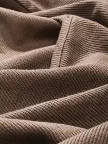 DAZY 方領肋編短袖t恤 - 咖啡棕 - 查看 3