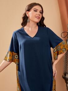 Al Najma 大碼幾何印花鐘形袖直筒連衣裙 - 彩色 - 查看 4