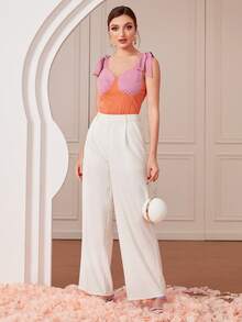 Mulvari Top de tirantes de hombros con cordón pecho con fruncido - Multicolor - Ver 4