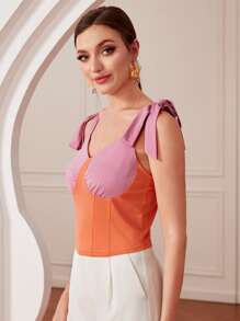 Mulvari Top de tirantes de hombros con cordón pecho con fruncido - Multicolor - Ver 5