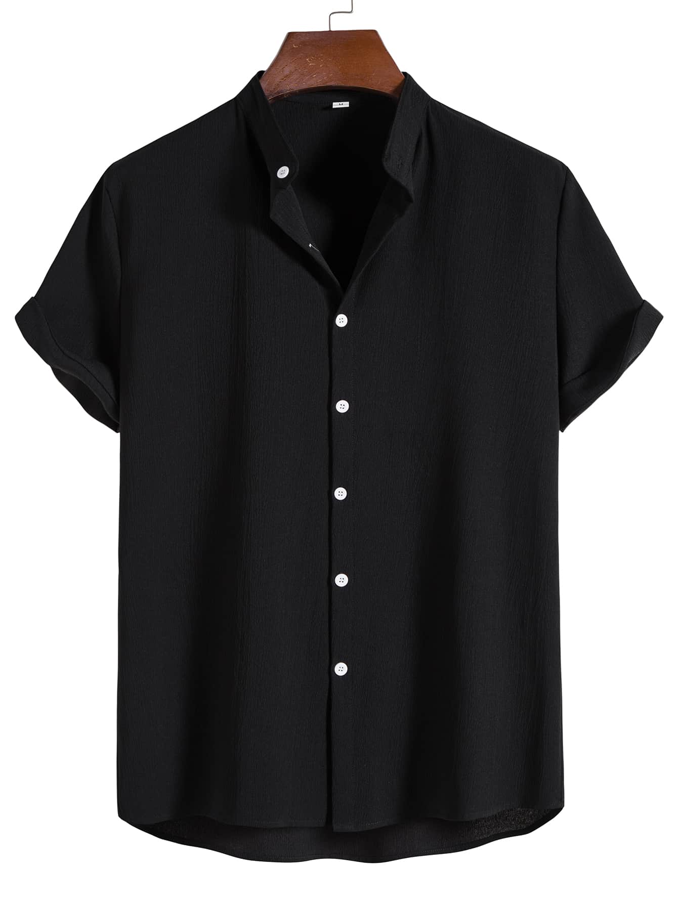 Manfinity Homme Men Solid Button Up Shirt - Black - View 1
