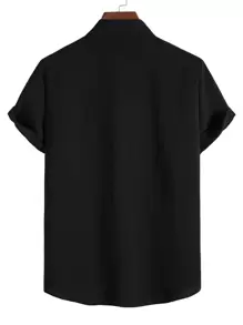 Manfinity Homme Men Solid Button Up Shirt - Black - View 2