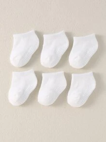 6 đôi tất đồng màu cho bé - trắng - Xem 1