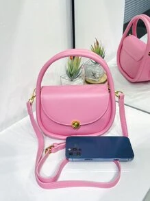 Túi đeo chéo Nữ màu trơn Có thể điều chỉnh được Tay cầm Top Đúng mốt - Hồng - Xem 4