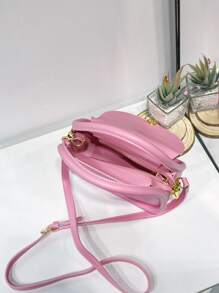 Túi đeo chéo Nữ màu trơn Có thể điều chỉnh được Tay cầm Top Đúng mốt - Hồng - Xem 5
