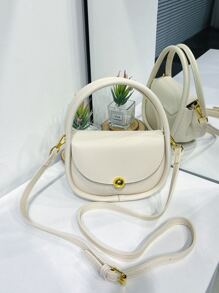 Bolso sillín mini minimalista con solapa - Blanco - Ver 1