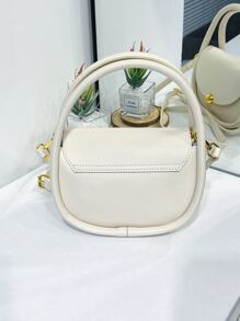 Bolso sillín mini minimalista con solapa - Blanco - Ver 2