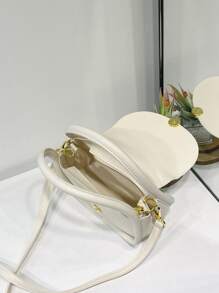 Bolso sillín mini minimalista con solapa - Blanco - Ver 4