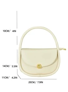 Bolso sillín mini minimalista con solapa - Blanco - Ver 5