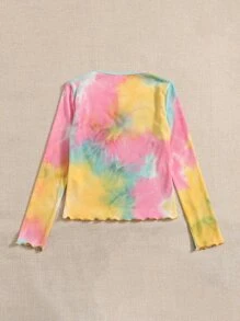 SHEIN Tops con gái Xù nhỏ Lá thư Cà vạt nhuộm Giải trí - Nhiều màu - Xem 2