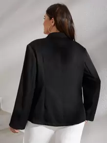 SHEIN Clasi 大碼西裝領雙排釦西裝外套 - 黑色 - 查看 2