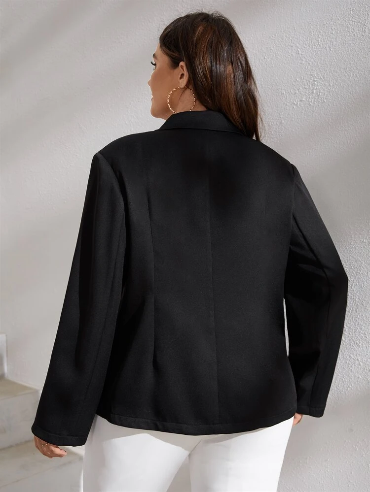 Plus Lapel Neck Double Breasted Blazer