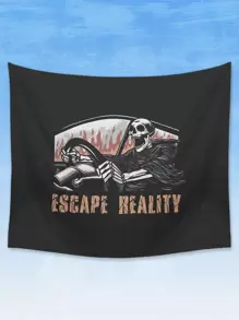 doppaintid 1pc Letter & Skeleton Print Tapestry - Nhiều màu - Xem 1