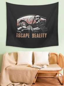 doppaintid 1pc Letter & Skeleton Print Tapestry - Nhiều màu - Xem 3