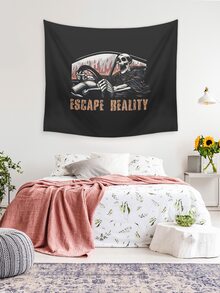 doppaintid 1pc Letter & Skeleton Print Tapestry - Nhiều màu - Xem 4