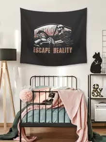 doppaintid 1pc Letter & Skeleton Print Tapestry - Nhiều màu - Xem 5
