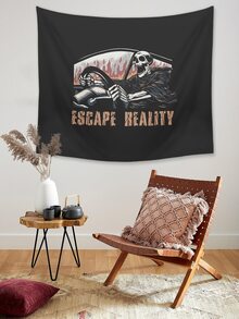 doppaintid 1pc Letter & Skeleton Print Tapestry - Nhiều màu - Xem 7