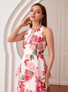 Modelyn Đầm phân lớp Hoa Thanh lịch - Hồng - Xem 3