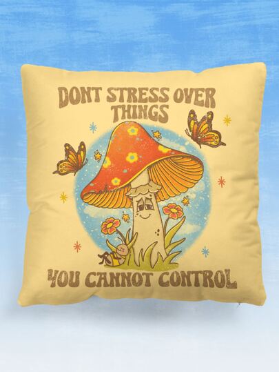 Mystic Sunshine غطاء وسادة بدون حشوة شعار و بطباعة فطر قطعة واحدة
