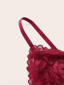 Set de lencería con encaje floral - Burdeos - Ver 4