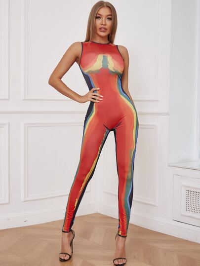 Cut And Sew Unitard Jumpsuit