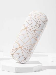 1PC Gold Geometric Line Printed Decorative Glasses Case, Portable Pressure Resistant Eyewear Protection Case, Suitable For Travel And Vacation Glasses Protection Glasses Accessories For Women - Multicolor - View 2